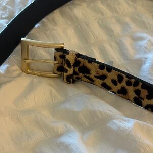 Evereve Leopard Pattern Belt with Gold Buckle